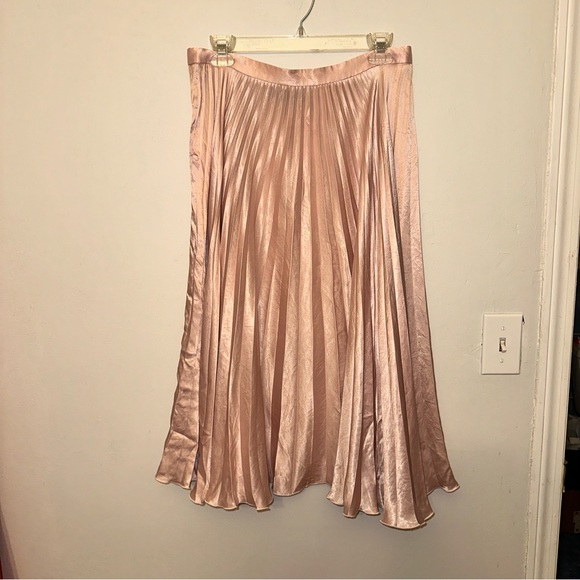 DKNY Pink Pleated Midi Skirt Size 8 - Picture 2 of 3